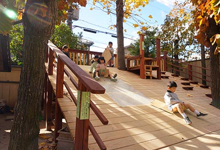 木製斜面型遊具「坂すべり」